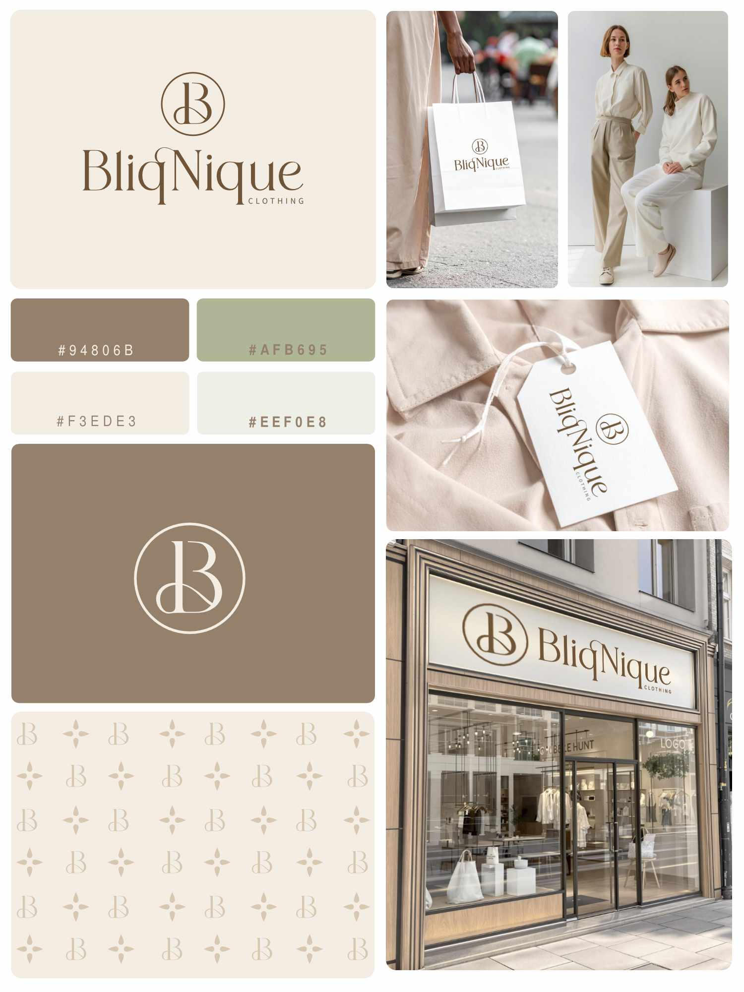 Bliqnique Minimal modern visual identity design for a clothing brand