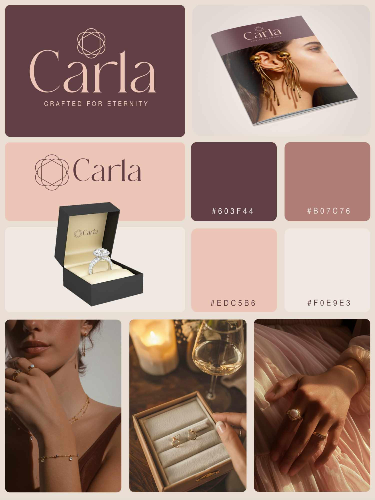 Carla Minimal modern visual identity design for a jewellery brand